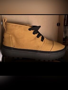 Toms Womens Botas Lug Lace Up Boots Spice Gold Heritage Canvas Size 11 M US